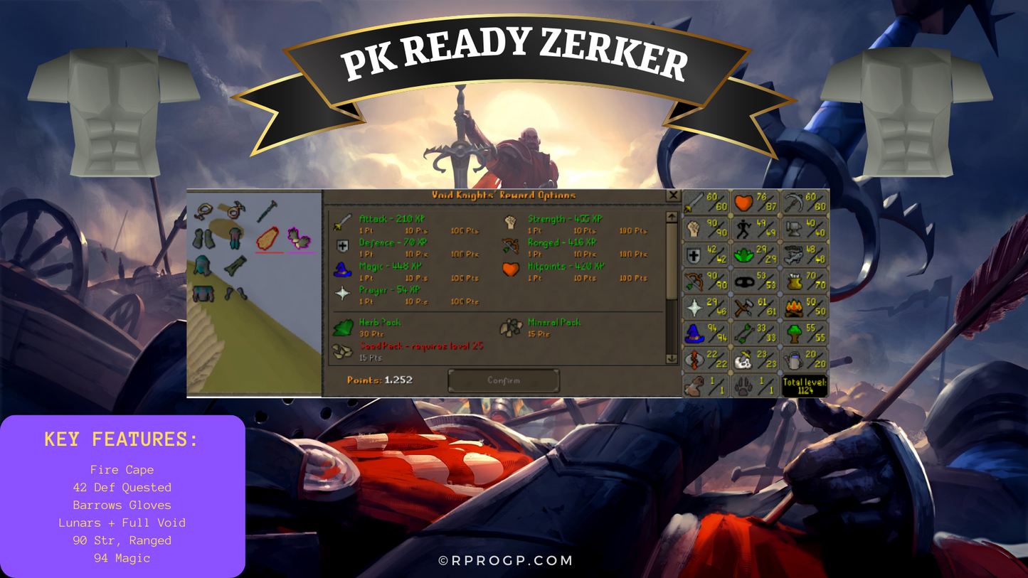 PK Ready Zerker🌠94 Magic🌠Fire Cape🌠Full Voids🌠OG Owners/No Set Email🌠90 Magic/Ranged🌠Barrows Gloves🌠100% Hand Trained